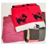 Lot of 3 Throw Blankets - one w/ Scotties