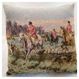 Woven Hunt Scene Throw Pillow