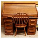 Amish Solid Oak Handmade Roll Front Desk