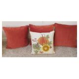 Lot of 4 Autumn Theme Throw Pillows