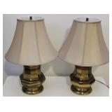 Pair of brass lamps