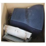Box Lot of Old Computer Monitor w/ Printer
