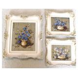 Lot of 3 Vintage acrylic on velvet paintings