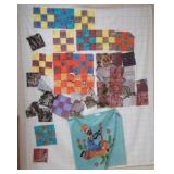 Static quilting cloth with unfinished squares