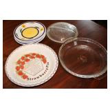 Lot of misc kitchen items, pyrex pie plate
