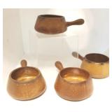 Set of 4 Vintage McCoy soup pots w/ handles