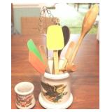 Kitchen Utensils w/ McCoy Pottery holder