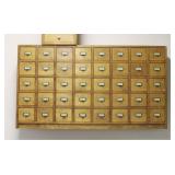 Labeled Card Cabinet w/contents, used in wood shop