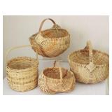 Lot of 4 hand woven baskets
