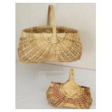Lot of 2 hand woven egg baskets