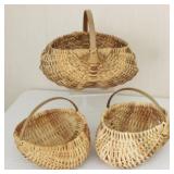 Lot of 3 assorted hand woven baskets