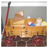 Handmade Solid Oak Wagon with handmade dolls