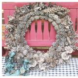 Wreath, garden figures, American Flag