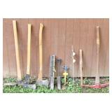 Lot of axes & gardening tools