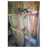 Shed wall of assorted yard tools