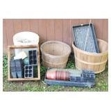 Lot of apple baskets & gardening pots