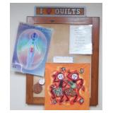 Bulletin Board w/ Quilting Sign and Contents