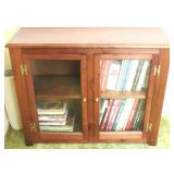 Hand Crafted 2-door glass cabinet w/ contents