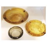 3 pc Glass ashtrays