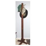 Hand Crafted Hall tree w/ assortment of Hats