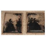 Vintage 2 pc Bubble Glass art from 1948