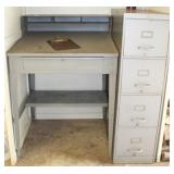 Metal Workbench with filing cabinets