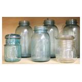 Lot of Blue Mason Jars & More