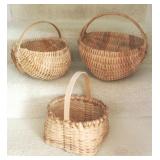 Lot of 3 assorted hand woven baskets