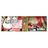 2 Drawer Lots - Miscellaneous candles & Linens