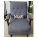 Vintage Upholstered Rocking Chair w/ wooden arms
