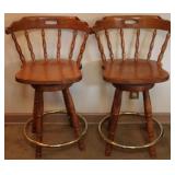 Pair of wood barstool chairs