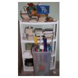 Plastic shelf w/ assorted contents