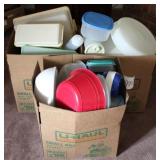 3 boxes of assorted tupperware items