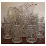 7pc Glass pitcher w/ 6 glasses set