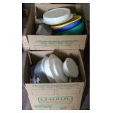2 boxes of assorted tupperware items