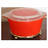 Vintage Pyrex Dish w/ lid & metal base