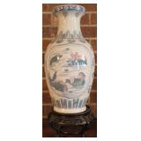 Oriental Vase w/ wood base