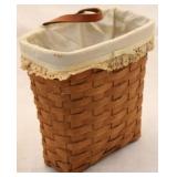 1989 Longaberger Tall Key Basket w/ cloth liner