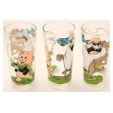 3 Tazmanian Devil & Porky Pig Glasses 1976 Pepsi