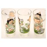 3 Mr & Mrs Porky Pig Glasses 1976 by Pepsi