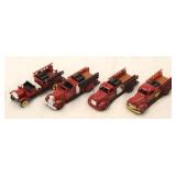 4 Toy fire trucks