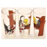 3 Sylvester & Tweety Bird Glasses 1976 by Pepsi