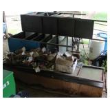 Lot of metal shelves & assorted items