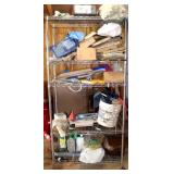 Rolling Metal Shelf w/ contents