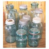 11 pc. Assorted Blue Glass Mason Jars