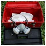 Plastic toolbox w/ painters mask