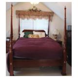 Queen Size Poster Bed with Bedding