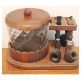 Tobacco Humidor with 3 Pipes
