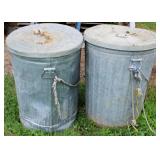 Pair of Metal Trash Cans