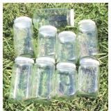 9 pc. lot Glass Storage Jars
